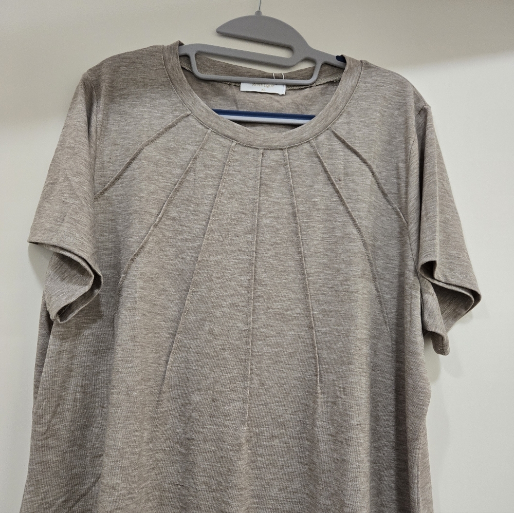 Beige Short Sleeve Top